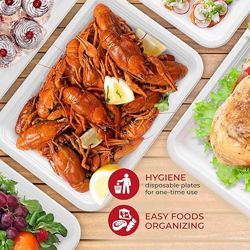 Miniatura 7 de Platos de papel resistentes de 10 pulgadas (paquete de 150) platos desechables para microondas, platos de cena compostables a granel, a prueba de