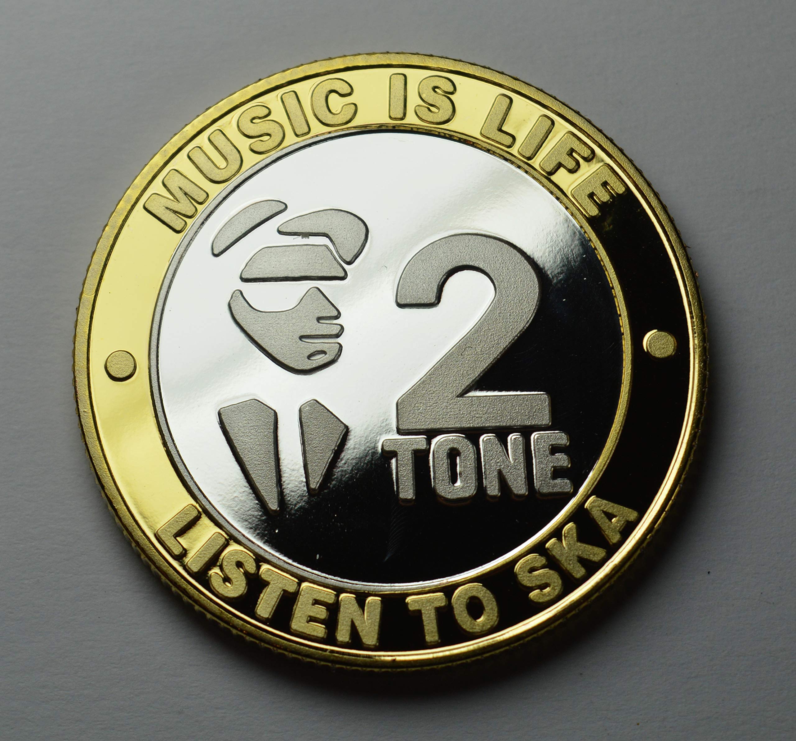 The Commemorative Coin Company Silver/Gold Ska Music 2Tone Fine & 24Ct 'Dual Metal' Commemorative In Capsule. Music Is Life, Listen To Ska. Reggae/Life/Beat