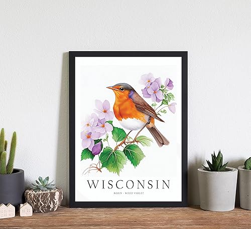 Vista 22 de Impresión artística del árbol del estado de Wisconsin, póster de Wisconsin para decoración de pared, póster de viaje de mapa del estado de Wisconsin