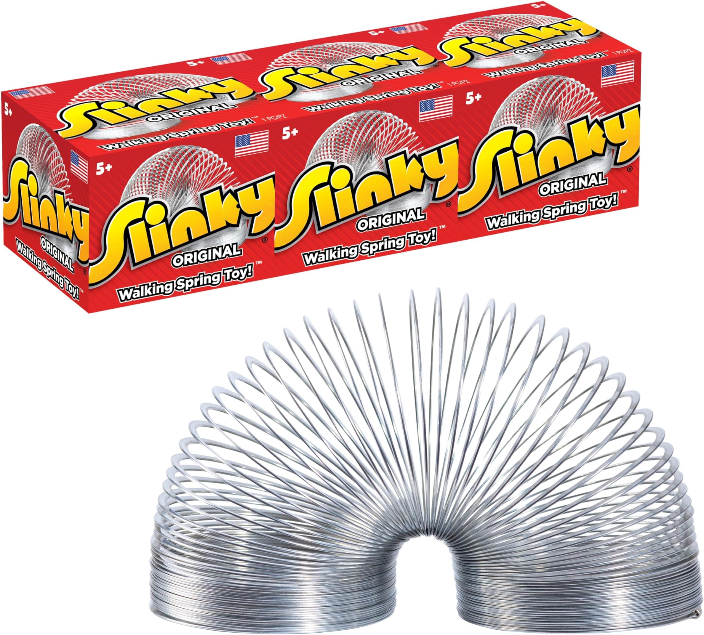 Just Play The Original Slinky Walking Spring Toy, 3-Pack Metal Slinky, Fidget Toys, Party Favors and Gifts, Toys for 3 Year Old Girls and Boys