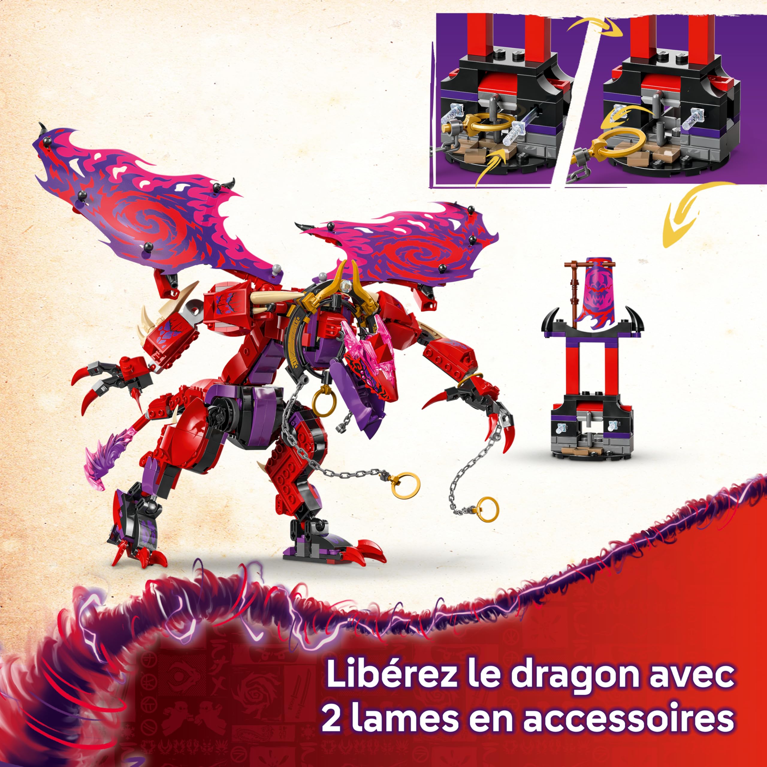LEGO Ninjago Croc-de-Tonnerre : Le Dragon du Chaos - Jeu de Construction pour garçon ou Fille dès 8 Ans - 6 minifigurines Dont des Guerriers Ninjas - Cadeau pour Fans du soulèvement des Dragons 71832