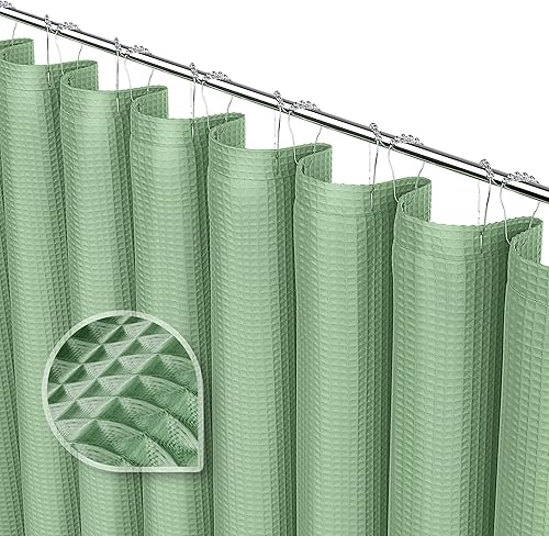 LUXANA Cortina de ducha verde albahaca de 72 x 72 pulgadas, juego de cortinas de ducha con 12 ganchos, juego de cortinas de baño neutras con cortina
