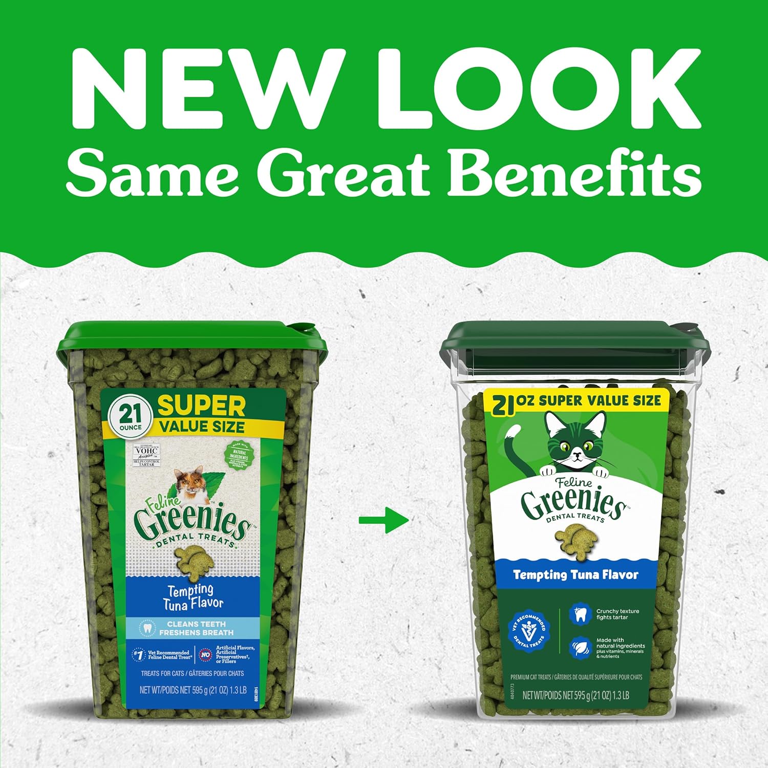 Greenies Cat Treats, Veterinarian-Recommended Adult Natural Dental Cat Treats, Tempting Tuna Flavor, 21 oz. Tub