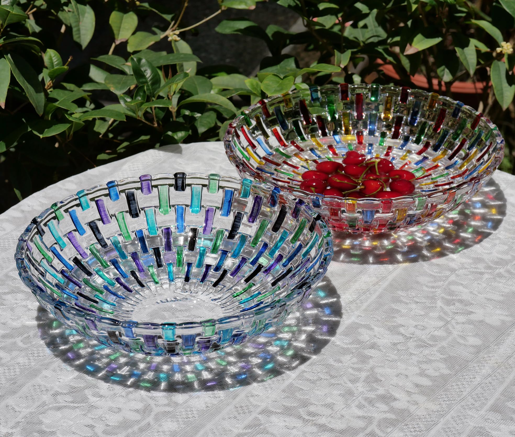 Amazon.co.jp: TUCHACA カラフルな織物ガラスフルーツボウル2個セット