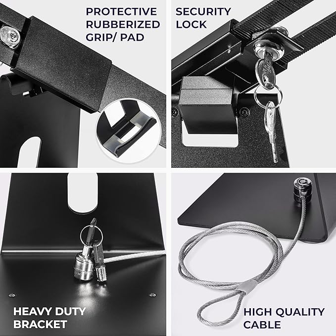 Soporte antirrobo Volcora para iPad 10-13" con cerradura, negro miniatura 4