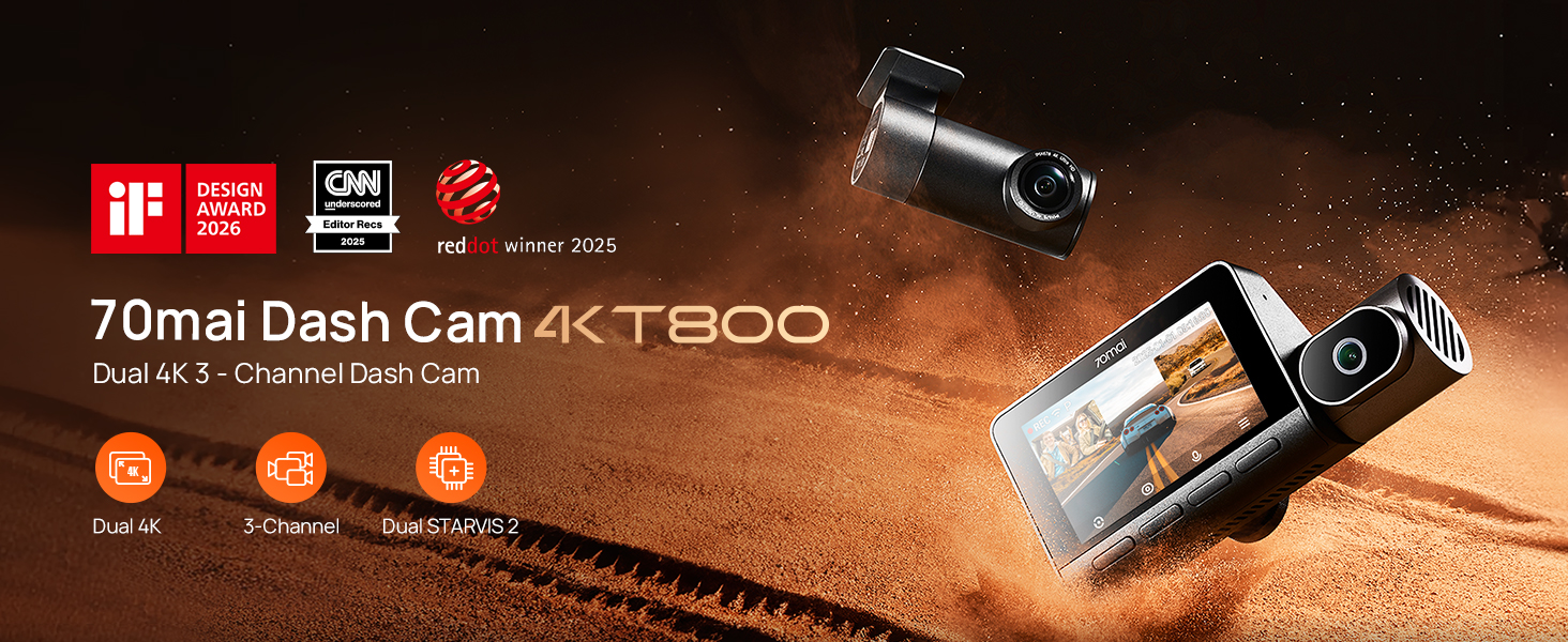 【ほぼ新】70mai Dash Cam 4K T800 3カメラ Amazon.com: 70mai 4K T800 3 Channel Dash Cam, Dash Cam Front and