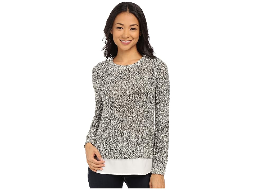 

Calvin Klein Sweater/Knit with Woven Shirting (Black/White) Women's Sweater