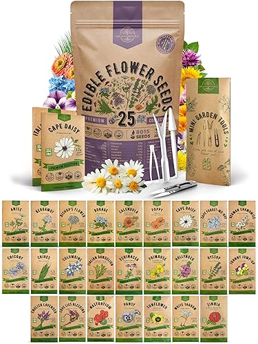 Organo Republic 25 Edible Flower Seeds Variety Pack for Indoor
