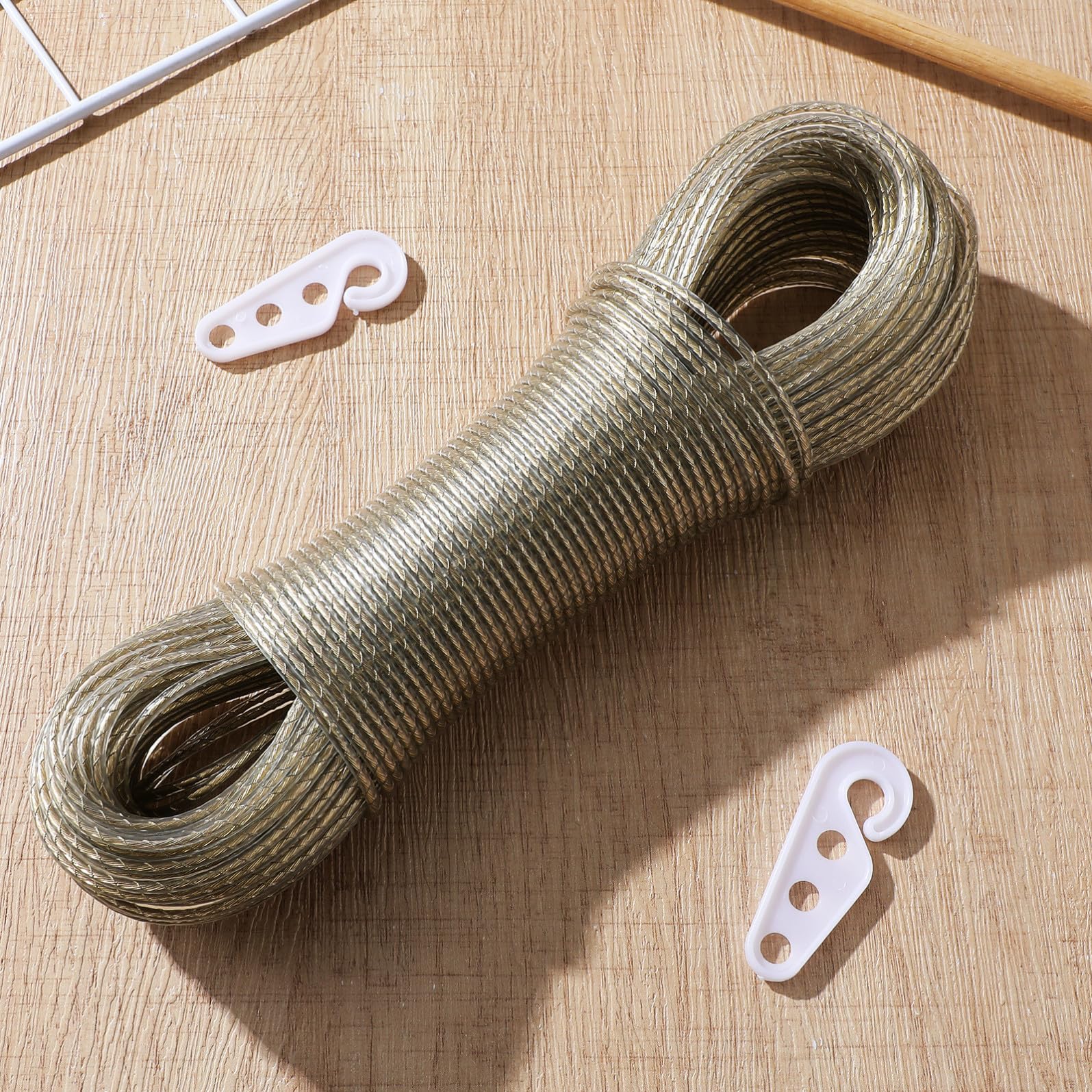 Gadpiparty Corda per Appendere i Vestiti Ultra Resistente Anima in Filo D'acciaio e Rivestimento in Pvc, Antiventosa, Lunghezza Sufficiente per Campeggio e Viaggi All'aperto