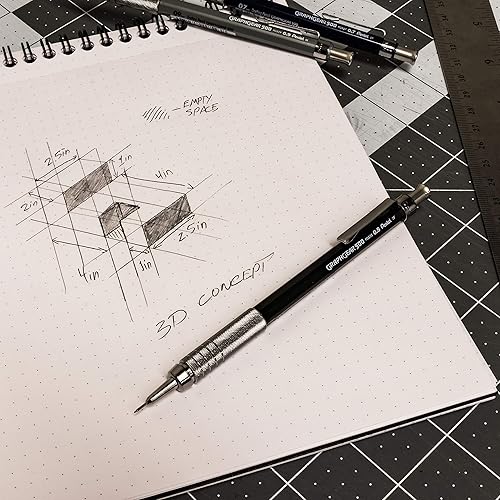 Miniatura 7 de Pentel Arts GraphGear 500 - Lápiz de dibujo premium, 0.035 in, barril gris, paquete de 2 (PG529NPABP)