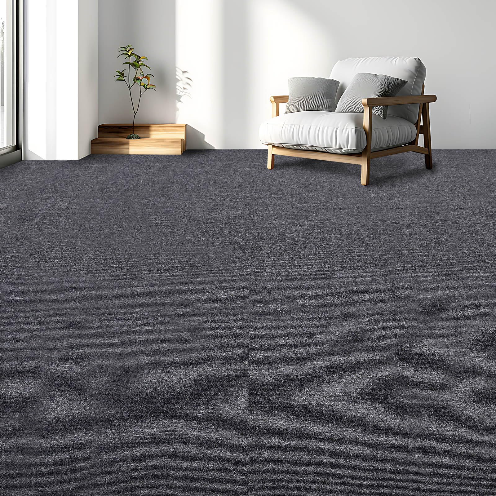 Actiasmat Dark Grey 50X50cm Carpet Tiles 5 Sq M Contract Flooring Tiles With Heavy Duty Bitumen Backing 20 Pack (, 5 Sq. M)