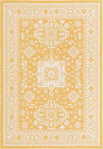 Miniatura 171 de Rugs.com Outdoor Aztec Collection Alfombra – 4 x 6 pies alfombra de tejido plano gris carbón perfecta para salas de estar, grandes comedores, planos