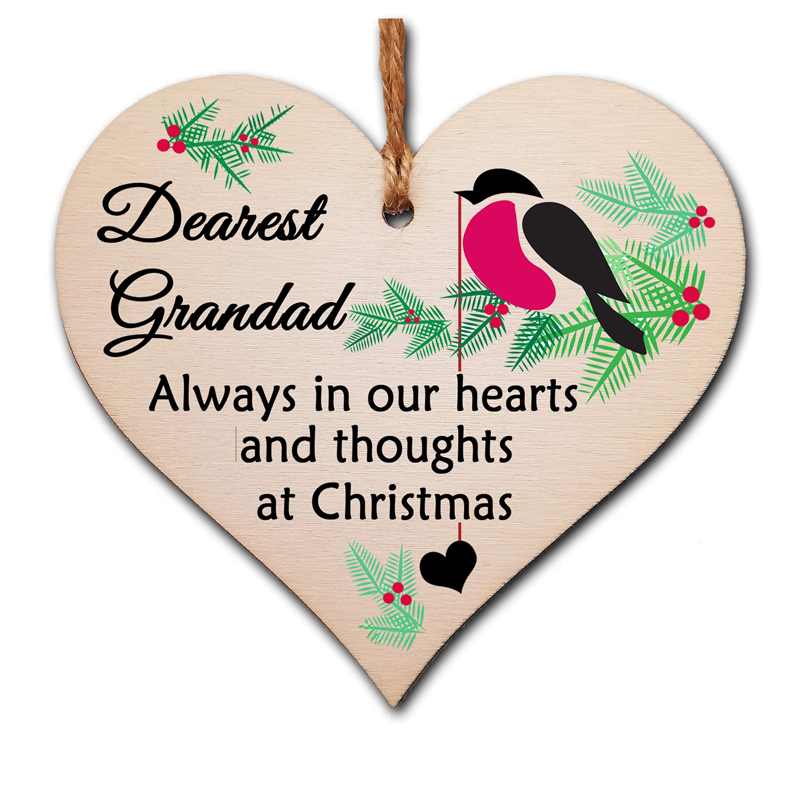 The Plum Penguin Handmade Wooden Christmas Hanging Heart Plaque Gift Always In Our Hearts And Thoughts At Xmas Lost Loved Ones Tree Decoration Rememberance Sentimental Present