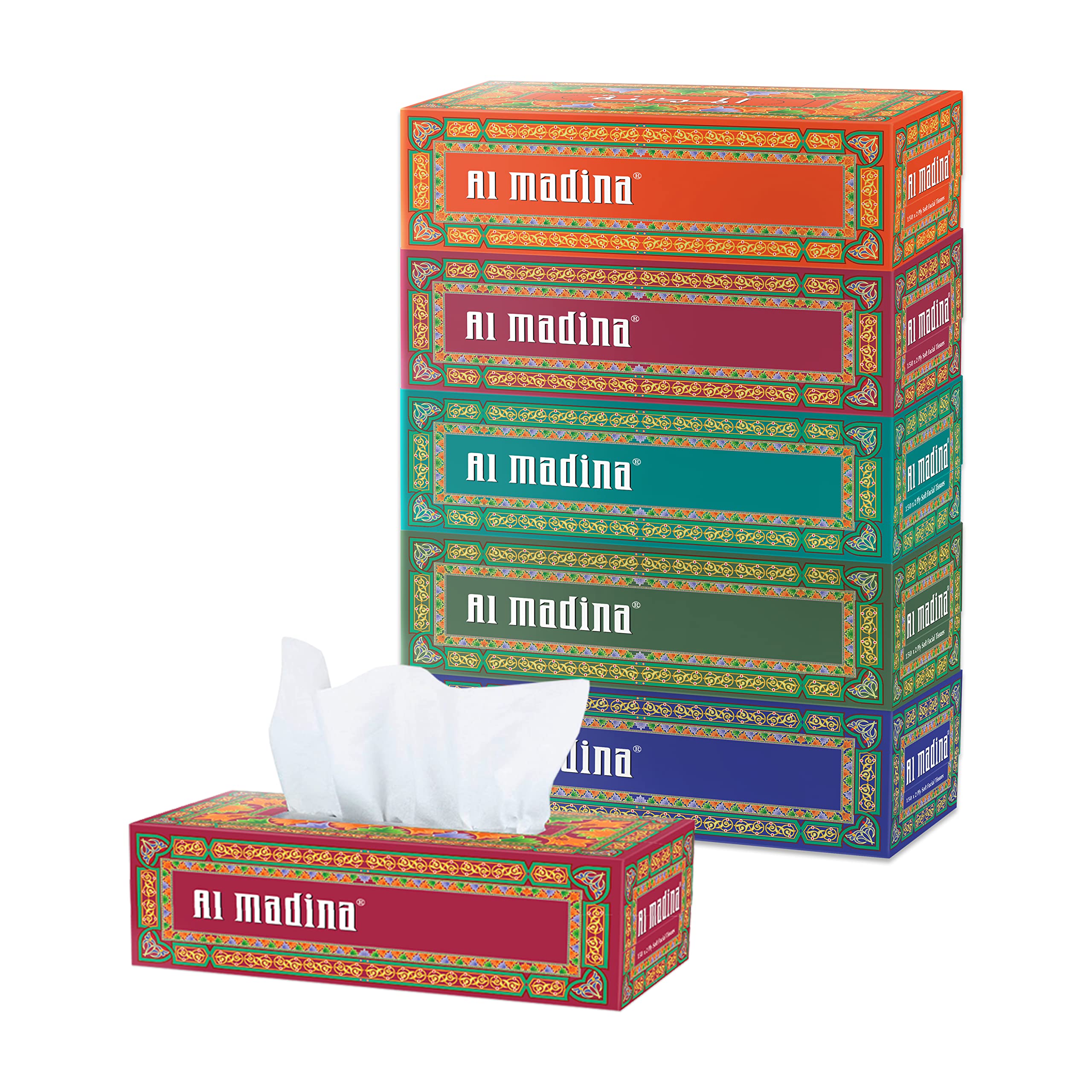 Al Madina Facial Tissue 150 Sheets x 2 ply(Pack of 5)