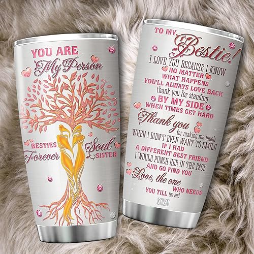 Miniatura 5 de Vaso de 20 onzas con texto en inglés "To My Bestie", "You Are My Person", regalos para adolescentes y niñas, estilo de joyería, taza de café con