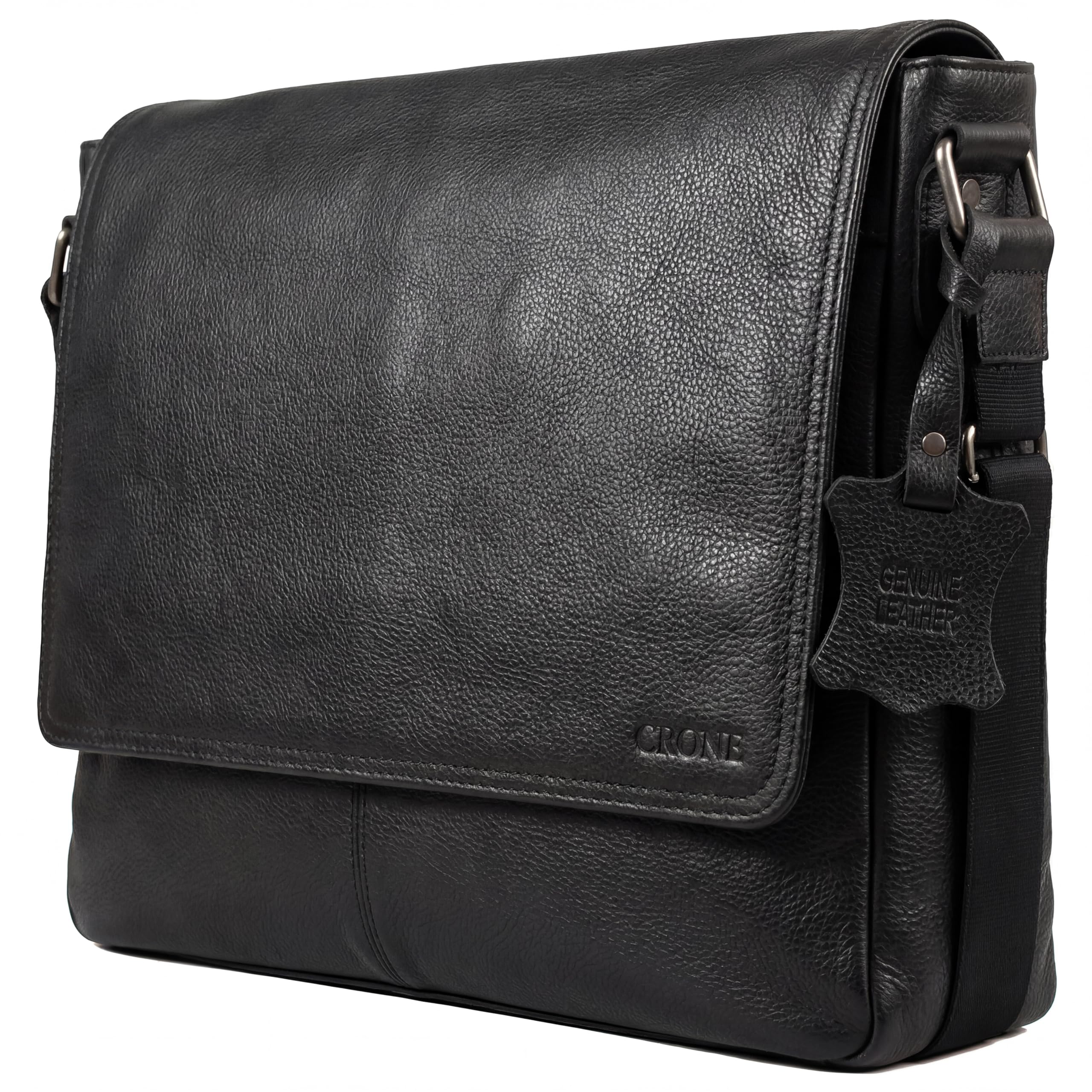Crone Hamburg Leder Laptoptasche, Business Tasche aus Echtleder, Aktentasche, Arbeitstasche, Umhängetasche, Notebook Tasche