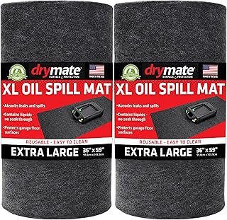 Drymate XL Oil Spill Mat (36" x 59") (2-Pack), Premium Absorbent Oil Pad, Reusable, Washable, Durable, Waterproof Backing Contains Liquids, Protects Garage Floor Surface (USA Made)