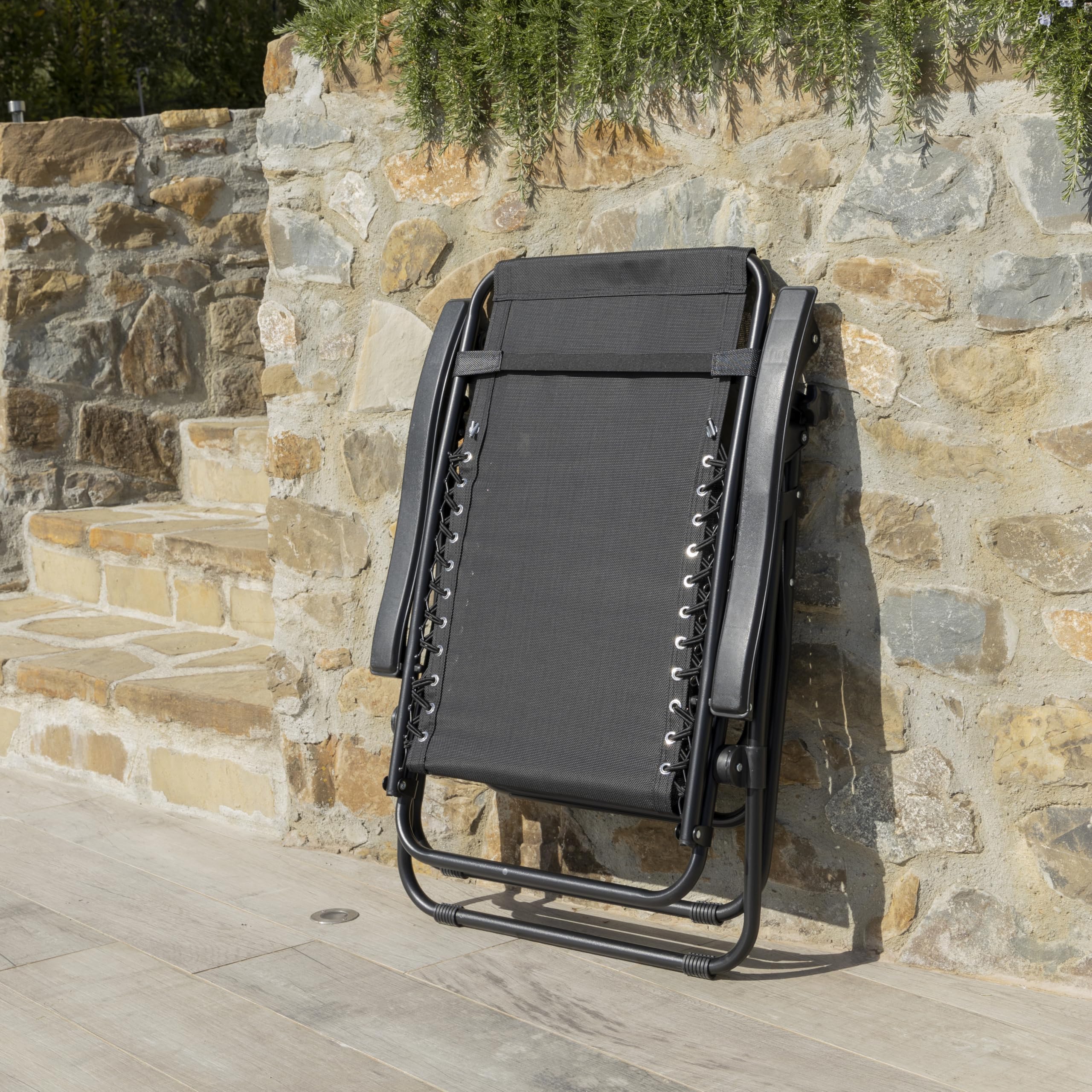Baroni Home Tumbona Plegable y Reclinable para Jardín y Terraza, Silla Zero Gravity para Playa y Piscina, Tumbonas Relax Cómoda 165x65x113 cm, Gris Antracita