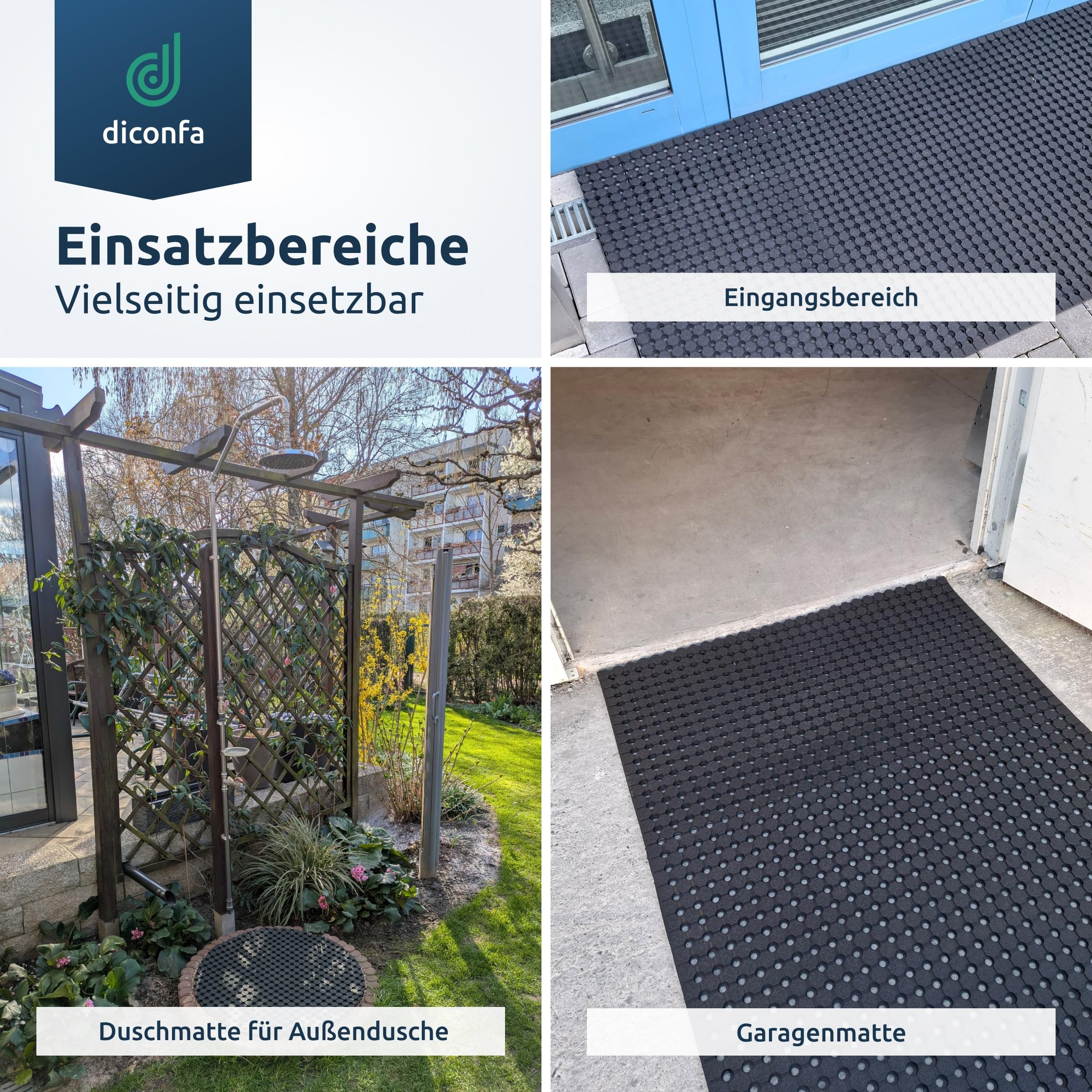 diconfa Tapis en Caoutchouc perforé sur Mesure - Largeur 150 à 1800mm - Longueur 0,15 à 10m - 0,3 m x 3,15 m 30 cm x 315 cm 10mm Fort - Tapis de Piscine Tapis alvéolaire Jardin antidérapant