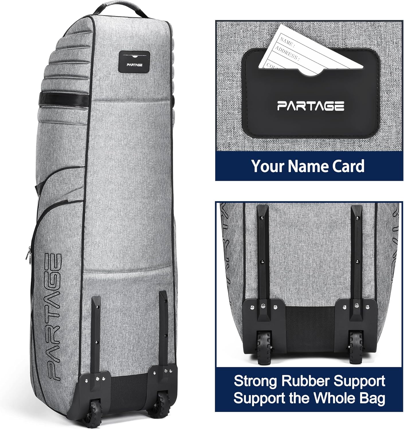 Partage Golf Travel Bag with Wheels, Golf Travel Case for Airlines, 900D Heavy Duty Oxford -Black - Image 6