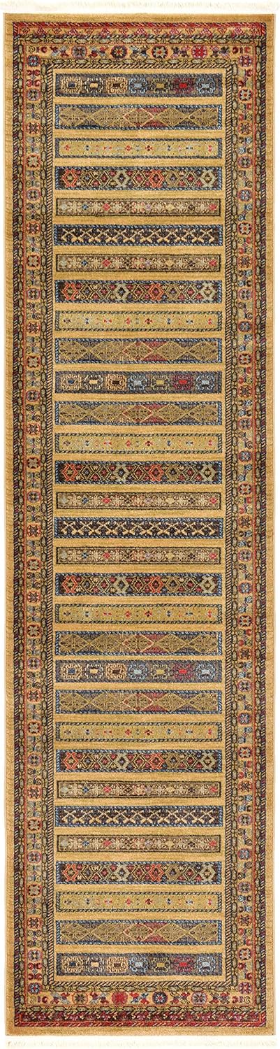 Unique Loom Fars Collection Area Rug - Pasadena (2' 7" x 10' Runner, Tan/ Light Blue)