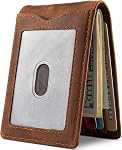 Slim Wallet avec Clip d'argent RFID Blocking Minimalist Bifold Wallet pour hommes En Cuir véritable Porte-cartes de poche avant