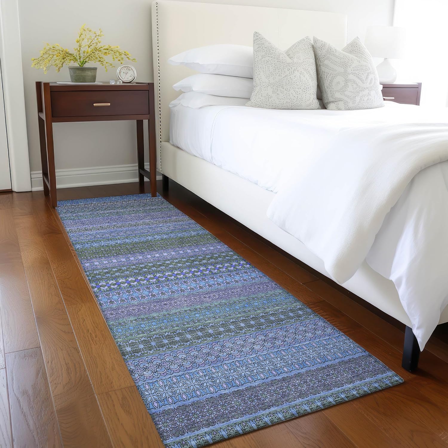 Addison Rugs Chantille ACN527 Blue 2'3" x 7'6" Indoor Outdoor Hallway Runner Rug, Stain Resistant Washable Kitchen Area Carpet for Bathroom, Laundry and Bedroom