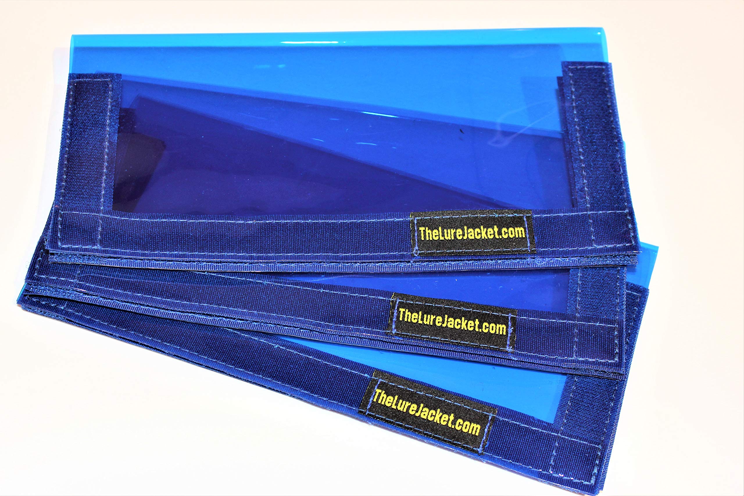 UV-Pro Glow Lure Wrap - 3-Pack Angler Size - 8" L x 8" W Protects Lures from Harmful UV Rays! Clear Blue PVC with 3/4" Hook & Loop Let's You Keep Lines Rigged for The Next Trip!