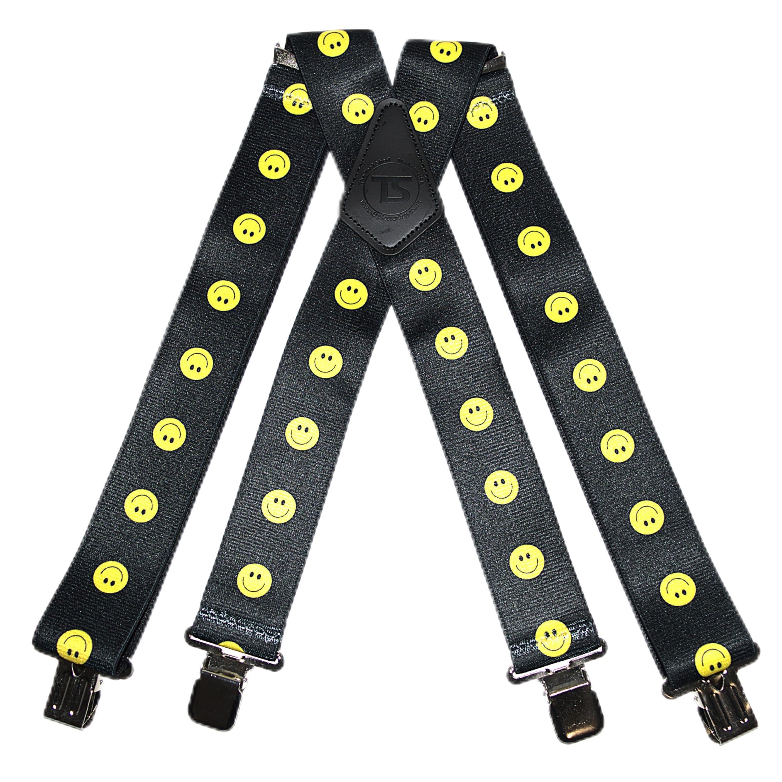 Brimarc Men's Smiley Work Trouser Braces 2" Wide Heavy Duty 75 Assorted Patterns (Smiley)
