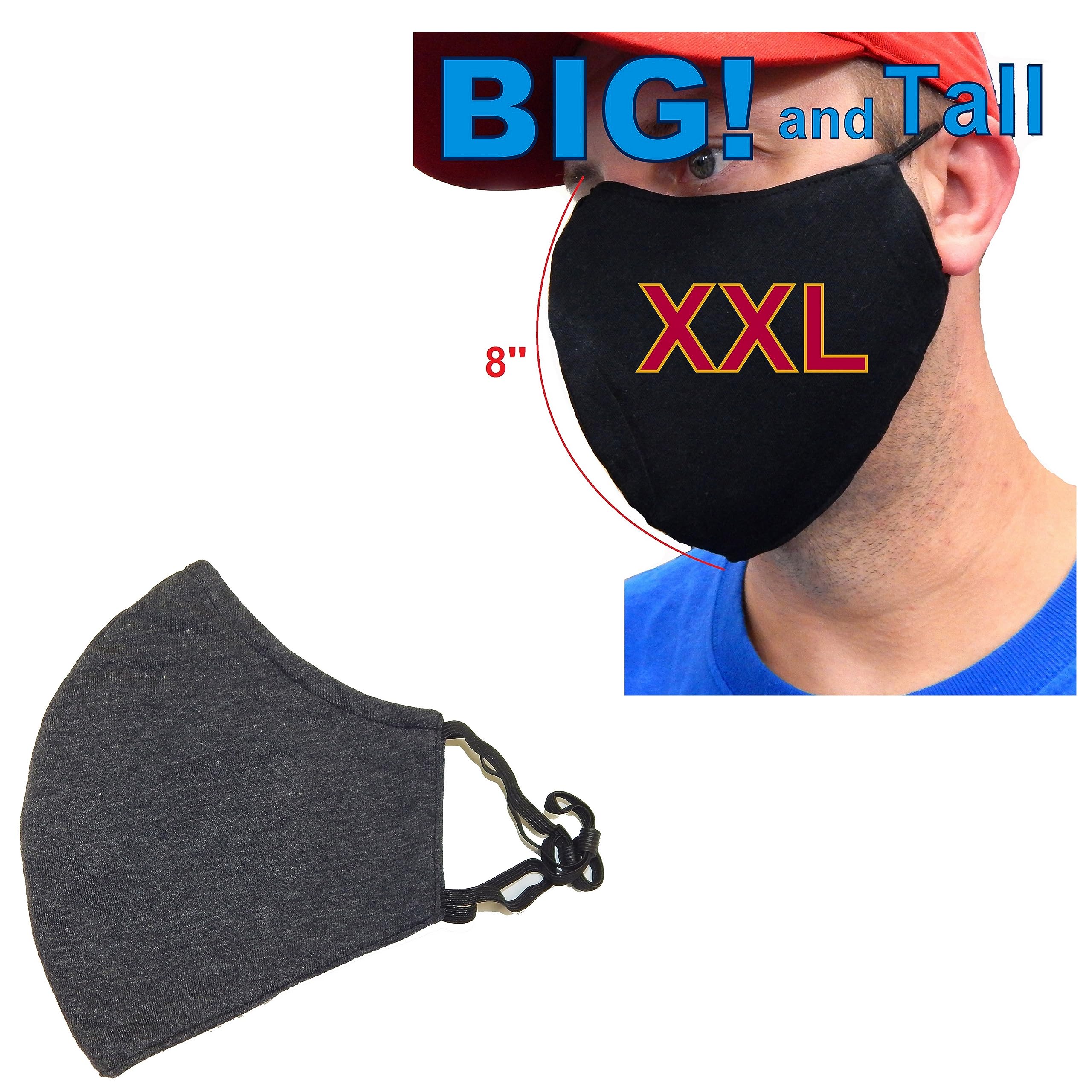 ICYROSE XXL 7" or XL 6.5" Extra Large Face Mask Big and Tall Men 3 Ply Beard Mask Cotton nose wire Filter Pocket