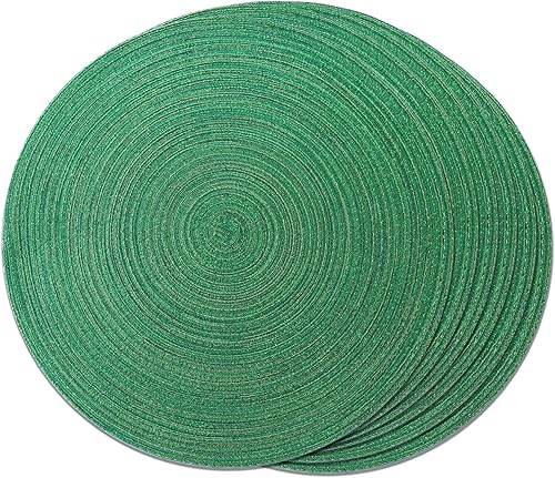 FunWheat Juego de 6 manteles individuales redondos para mesas de comedor, lavables, antideslizantes, de 15 pulgadas, para Halloween (negro naranja)