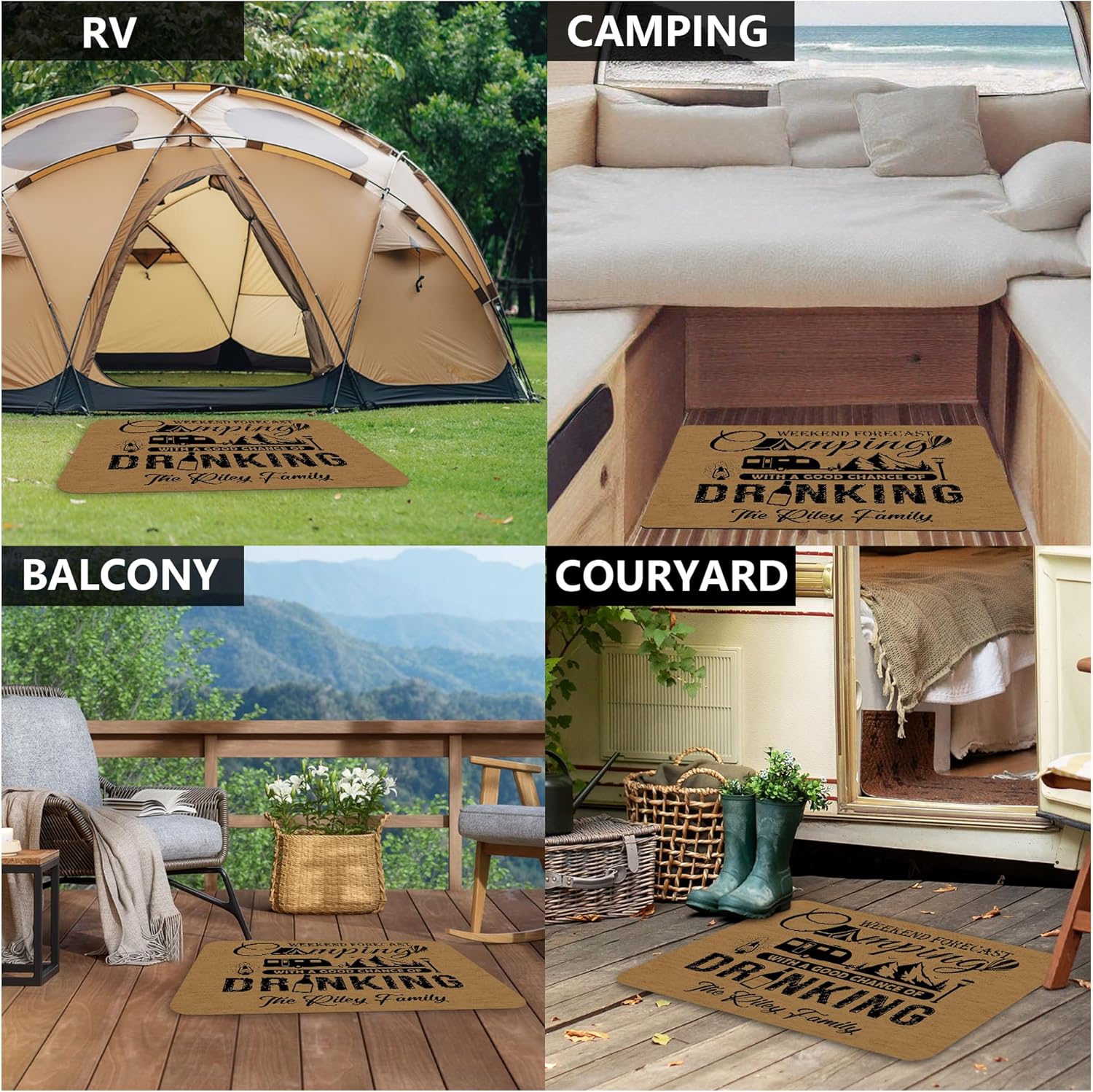 RV Door Mat Personalized Outdoor Camping Accessories Custom Outdoor Mat Happy Camper Camper Rugs Custom Welcome Mat Personalize Doormats