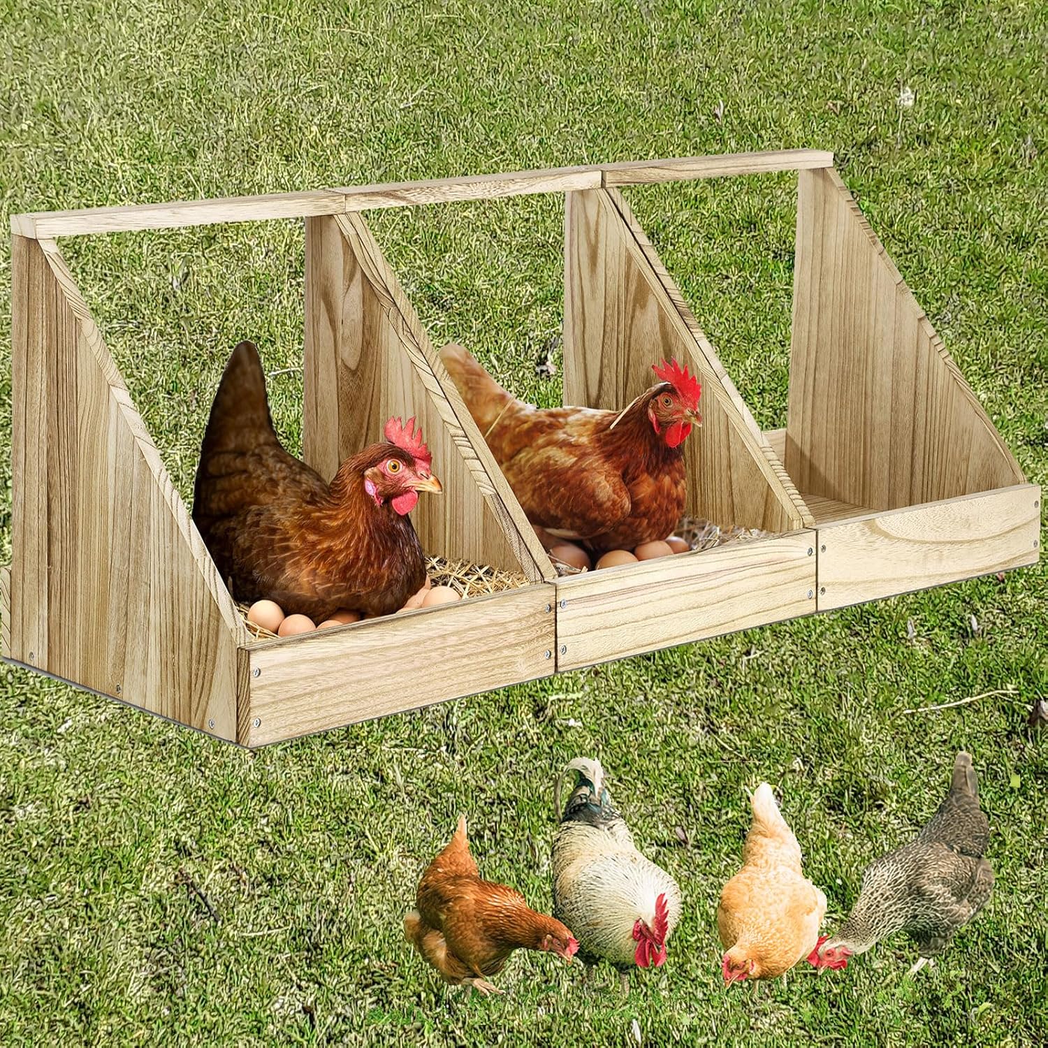 3 Pack Chicken Nesting Box, Wooden Single Compartment Chicken Nesting Box for Outdoor Coop, Comfortable Laying Box for Hens, Ducks and Poultry, Chicken Laying Nest Box for Poultry Farm