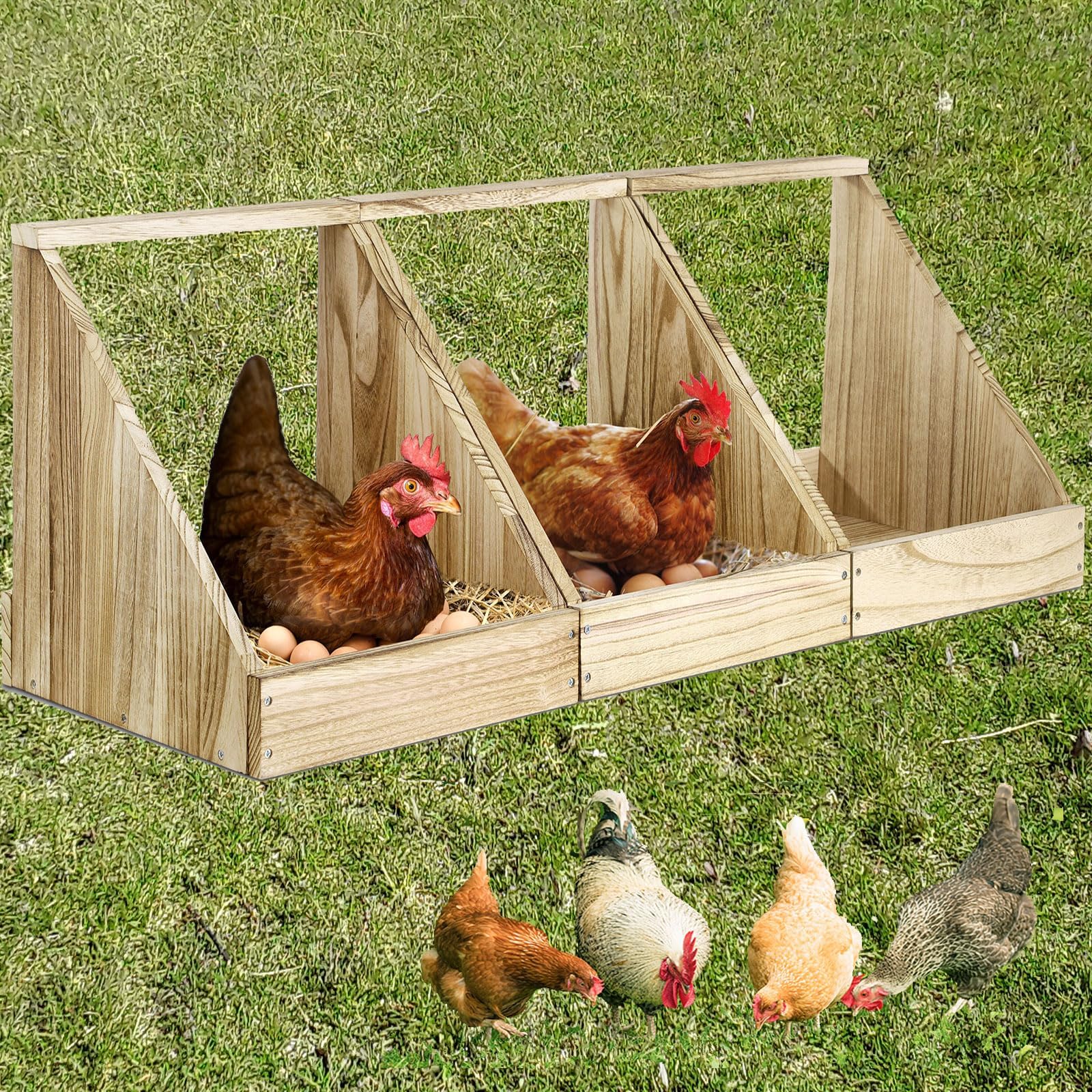 3 Pack Nesting Boxes for Chickens, Wood Chicken Coop Nesting Box, Duck Nesting Box Chicken Nesting Boxes for Laying Eggs, Chicken Box, Chicken Coop Accessories Nesting Box
