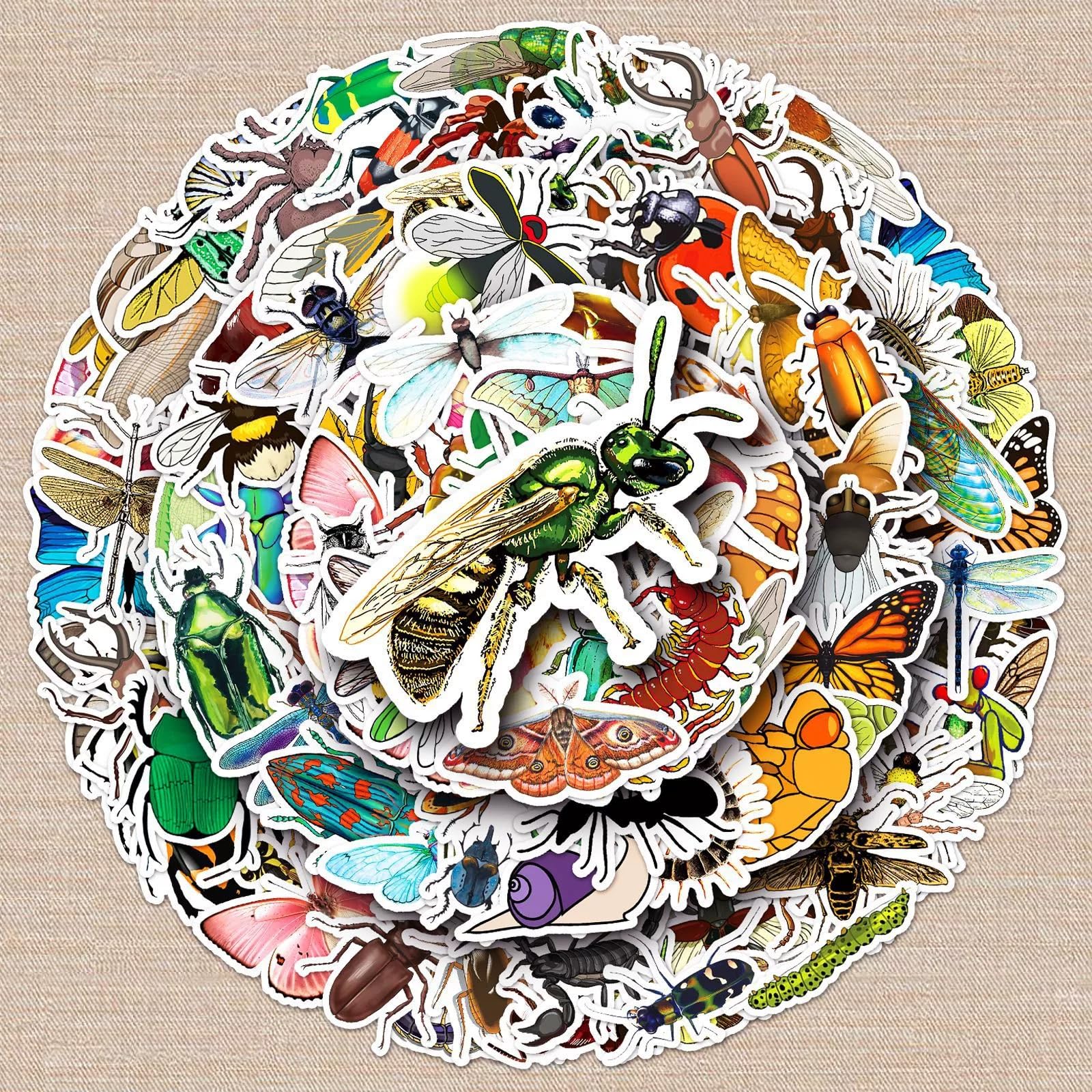 Süße Insekten Aufkleber Insekten Sticker Set 100 Stücke Niedlich Deko für Auto Laptop Skateboard Fahrrad Moped Motorrad Fahrrad Computer,Geeignet für Erwachsene Kinder