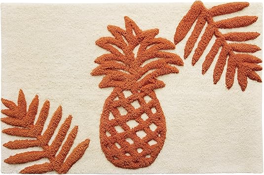 Tommy Bahama - Rug, Super Soft Yarn-Dyed Plush Cotton Bath Rug, Highly Absorbent & Machine Washable Bath Mat Batik Pineapple Raw Sienna, 20" x 30"