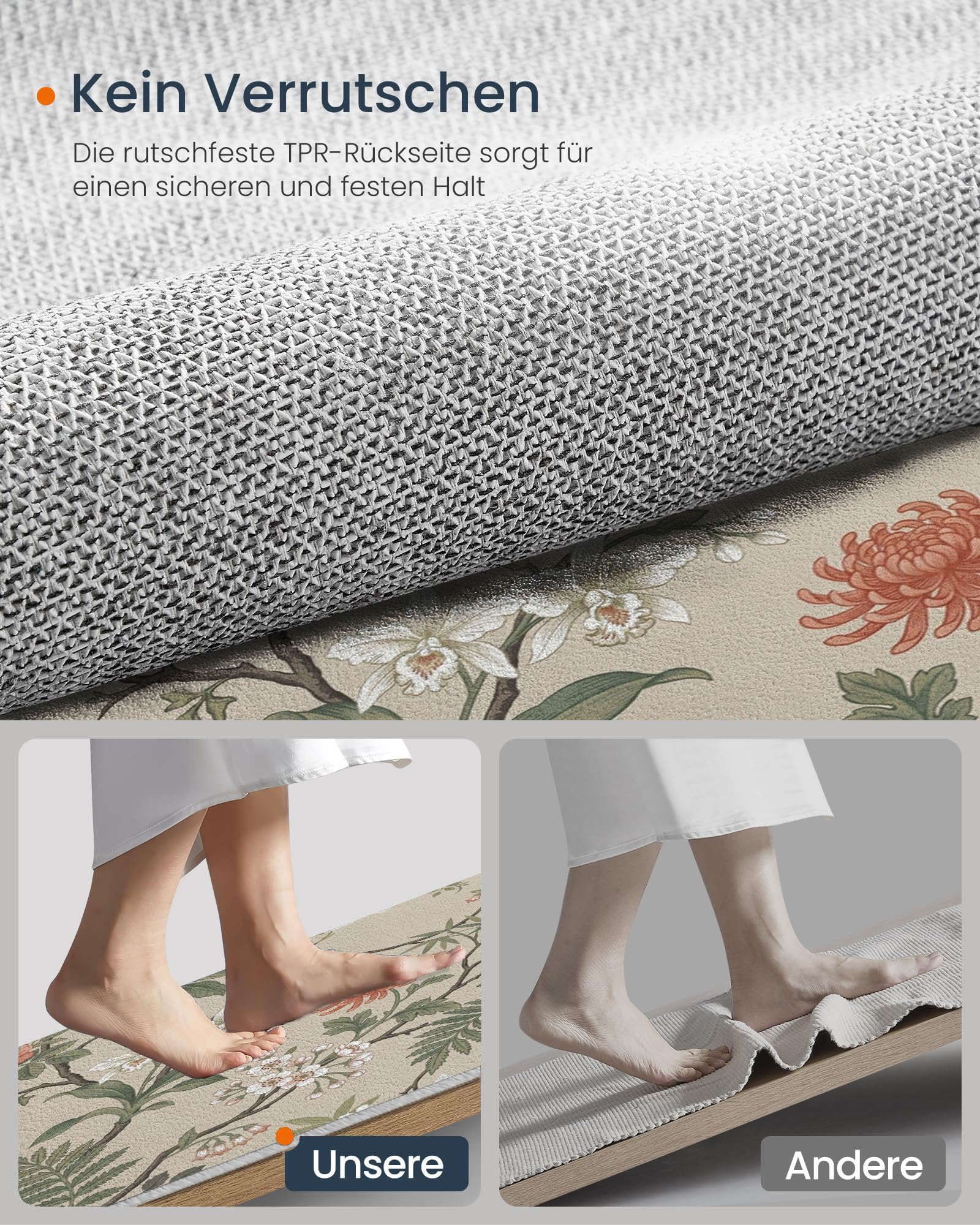 Tappeto Rotondo Salotto Stile Britannico Retrò 180 cm | Fiori Rami Uccelli, Camera da Letto Antiscivolo Lavabile, Tappeti Sala Cameretta Ufficio, Carpet Pelo Corto Morbido