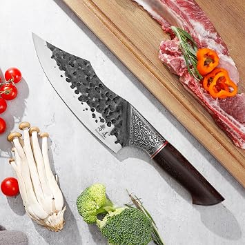 SHANGDAO 7 Chef Knife - Butcher Knife for Meat, Japanese High Carbon Meat Cleaver Knife, Hand Forged Meat Cutting Knife, Ultra Sharp Kitchen Knife for Home, Camping BBQ Cooking Knife