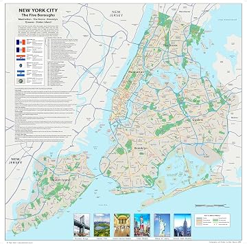 New York City Street Map - 23.2 x 23.2 Inches - Paper Laminated