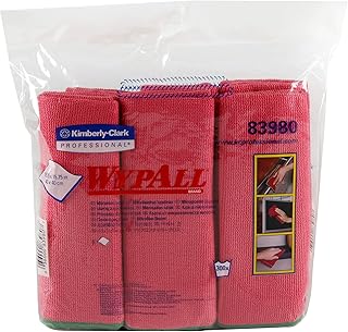 Kimberly-Clark Professional Kimberly-Clark Wypall 83980 Microfiber Cloths with Microban Protection, 15-3/4" Length x 15-3/4" Width, Red (4 Packs of 6)