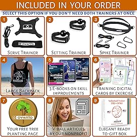 OVANTO Volleyball Training Equipment Aid - Solo Volleyball Equipment in 4 Styles to Serve, Spike, Set and Pass Like a Pro - Adjustable Volleyball Practice Equipment Gift for Beginners & Experts