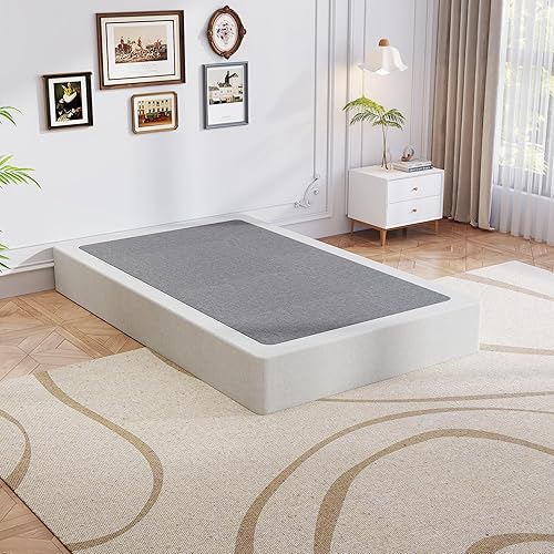 Miniatura 2 de Somier de 9 pulgadas para cama individual, solo resorte de caja metálico para cama individual, soporte de base de colchón de marco de metal 2-Negro