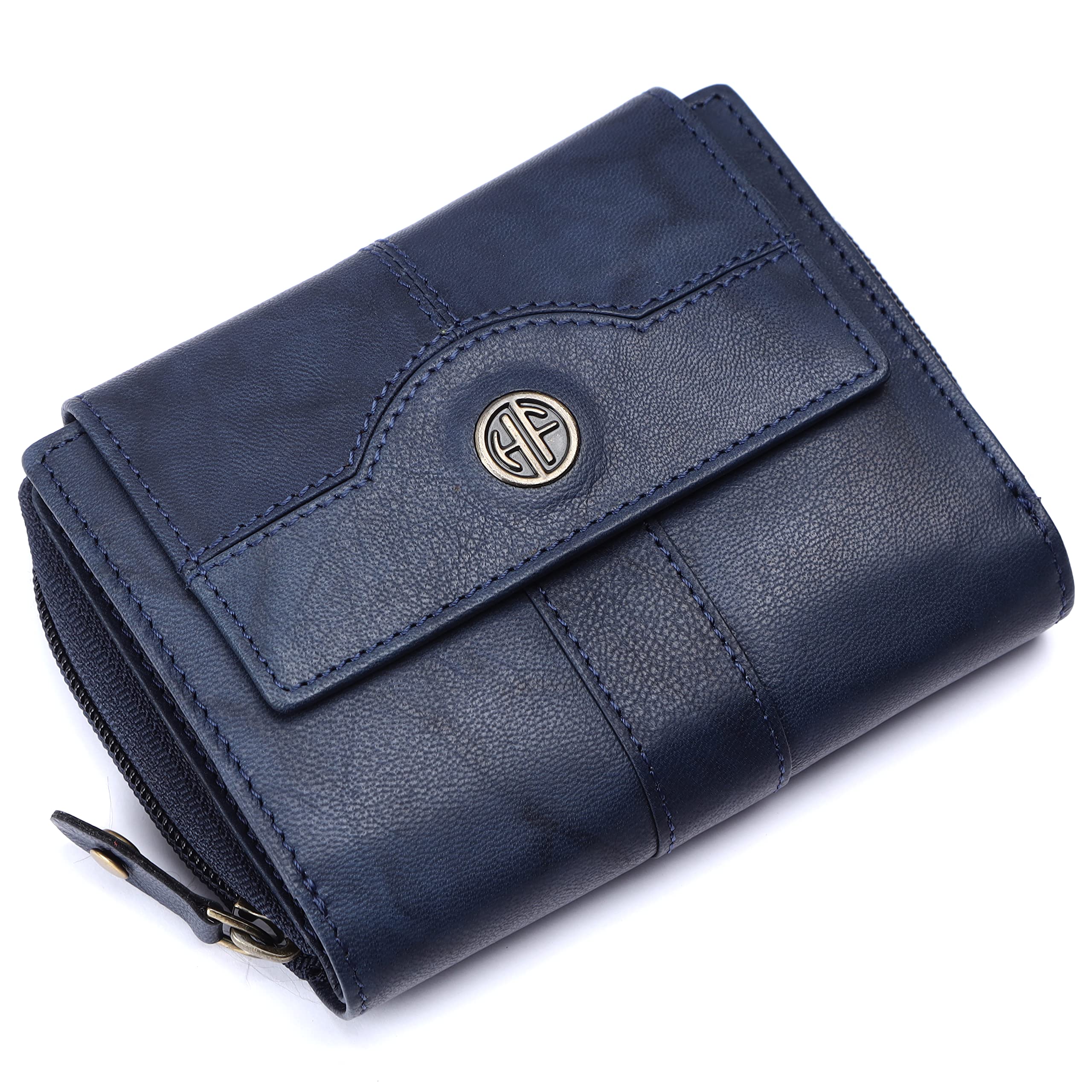HAMMONDS FLYCATCHER Wallet for Women - Genuine Leather Ladies Wallet - Antique Blue - 14 Card Slots - RFID Protection - 3 ID Card Slots - Womens Wallet - Button Closure - Daily Use, Money Purse (B0C2YY31XP) Amazon Price History, Amazon Price Tracker