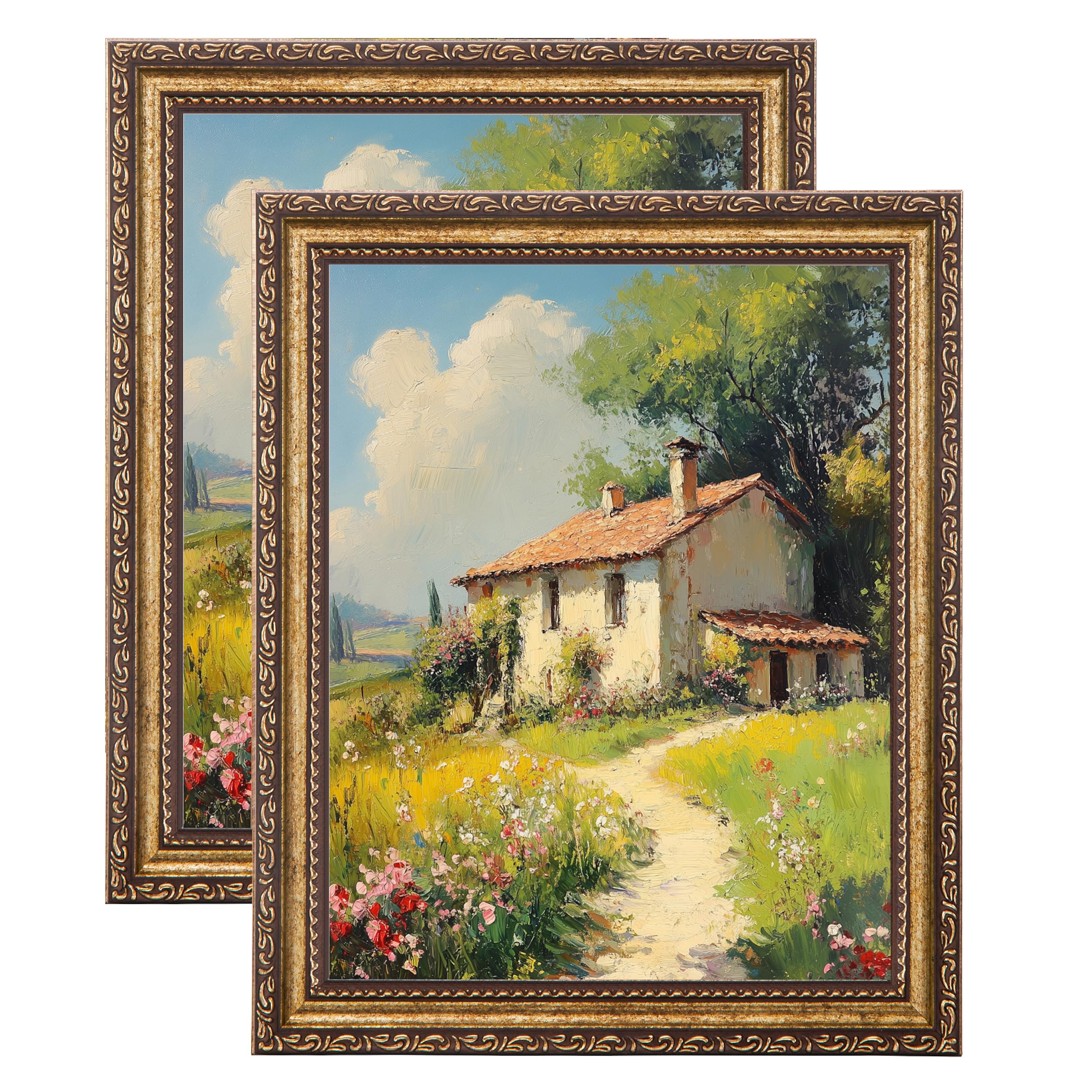 eletecpro 8x10 Vintage Picture Frame, Glass Cover, Bronze Gold, 2-Pack