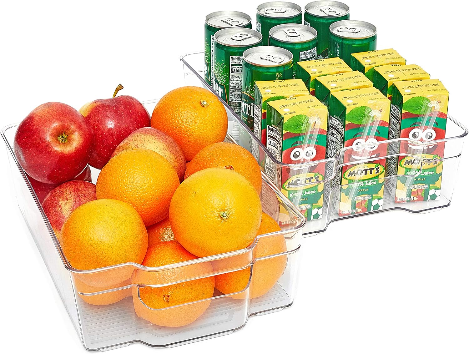 Totally Kitchen Clear Plastic Stackable Storage Bins | Refrigerator, Freezer, Pantry & Clothes Organization Container with Carrying Handles | Medium, 2 Pack