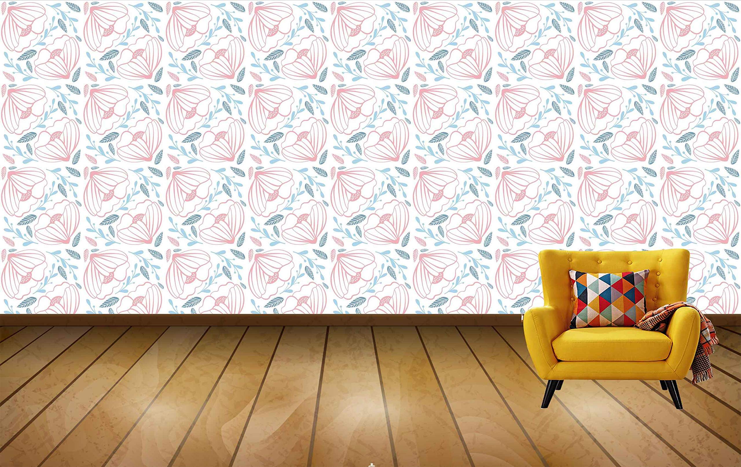 Buy Avikalp SelfAdhesive ARW0663 Red Flowers Blue Leaves Coloridas