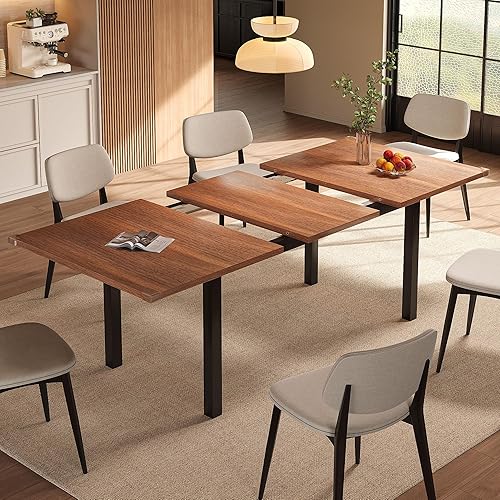 Mesa de comedor extensible Einhomn para 4-6 personas, mesa moderna de 63" para cocina, mesas de comedor estilo granja para comedor, cocina, oficina,