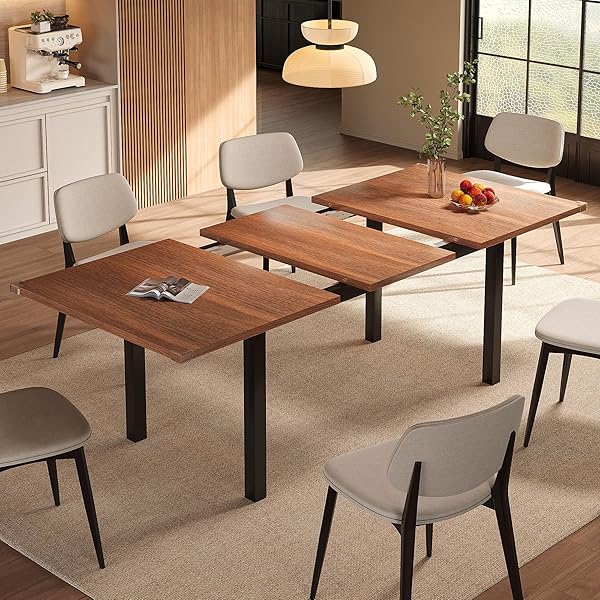 Modern Walnut Expandable Dining Table