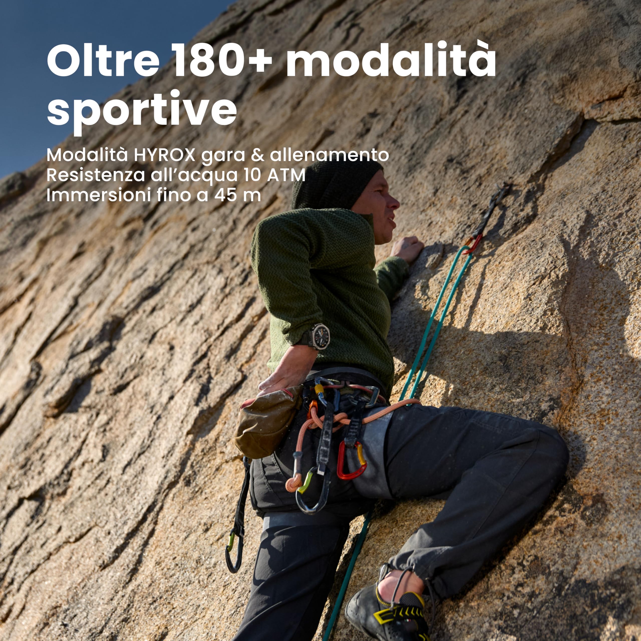 Amazfit T-Rex Ultra 2 Smartwatch Outdoor GPS Dual-Band, Cassa in Titanio 51 mm, Display AMOLED in Vetro Zaffiro 1,5", Torcia, 30 Giorni Batteria, Mappe Offline, 10 ATM, 180+ Sport, Android e iPhone