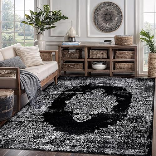 Miniatura 55 de CAMILSON Alfombra moderna de lujo de 8 x 10 pies, estilo vintage, abstracto, suave, de pelo medio, resistente a las manchas, fácil de limpiar, no